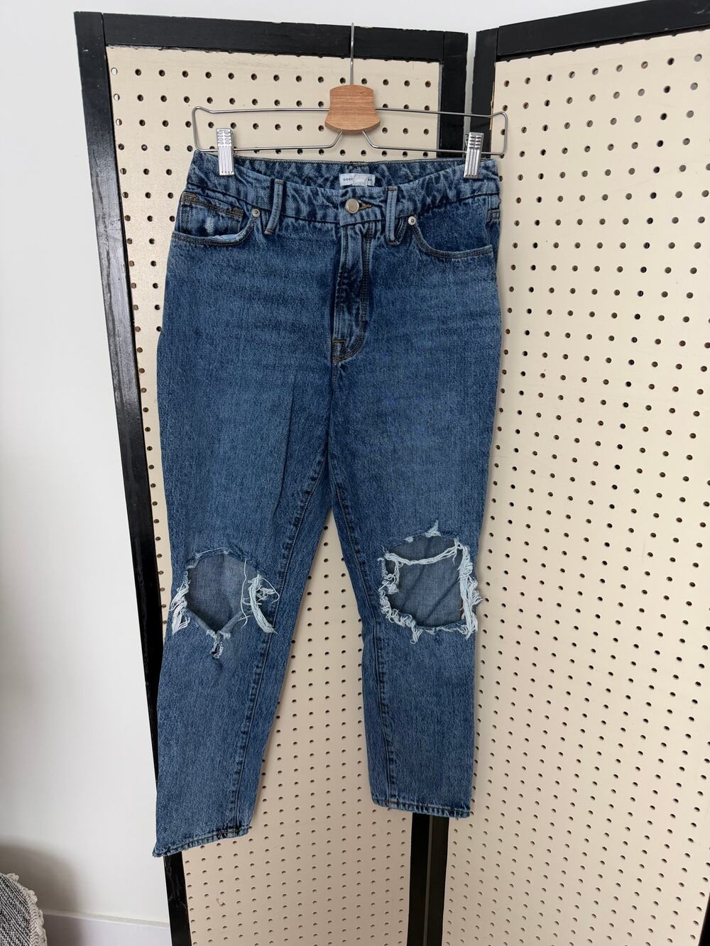 Good American Good Classic Jeans Indigo‎ Wash Ripped 4/27